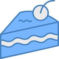 Cake Slice Line Filled Blue Icon vector