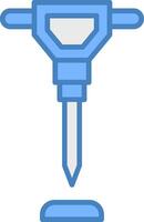 Hand Saw Line Filled Blue Icon vector