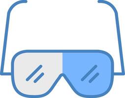 leyendo lentes línea lleno azul icono vector