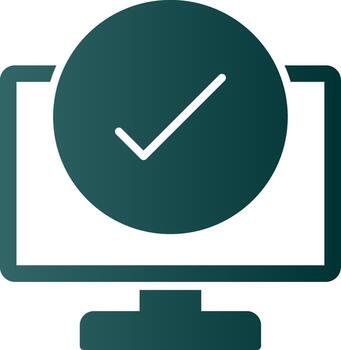 computadora cheque glifo degradado icono vector