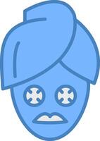 cara máscara línea lleno azul icono vector
