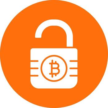 Unsecure Bitcoin Multi Color Circle Icon vector