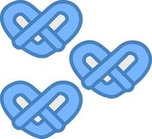 Pretzel Line Filled Blue Icon vector