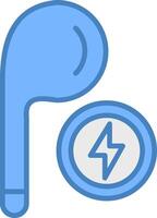 Earbud Line Filled Blue Icon vector