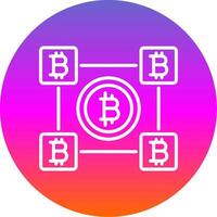 bitcoin bloques línea degradado circulo icono vector