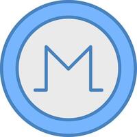 monero línea lleno azul icono vector