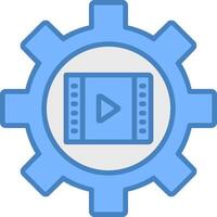 Gear Line Filled Blue Icon vector