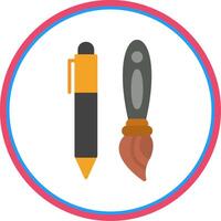 Pen Flat Circle Icon vector