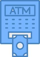 ATM Line Filled Blue Icon vector