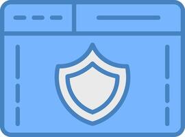 web seguridad línea lleno azul icono vector