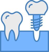 implantes línea lleno azul icono vector