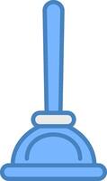 Plunger Line Filled Blue Icon vector