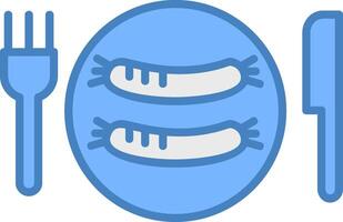 Sausages Line Filled Blue Icon vector