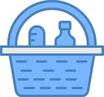 Picnic Basket Line Filled Blue Icon vector