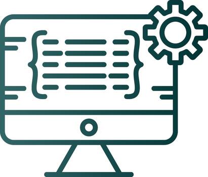 icono de gradiente de línea de programación vector