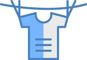 camisa línea lleno azul icono vector