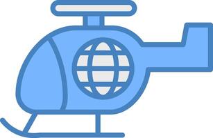 Helicopter Line Filled Blue Icon vector