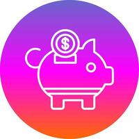 Piggy Bank Line Gradient Circle Icon vector