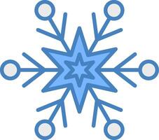 copo de nieve línea lleno azul icono vector