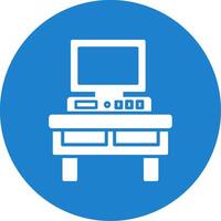 Computer Desk Multi Color Circle Icon vector