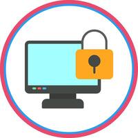 Locked Computer Flat Circle Icon vector