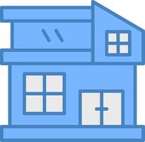 Modern House Line Filled Blue Icon vector