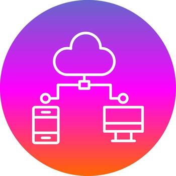 Cloud Computing Line Gradient Circle Icon vector