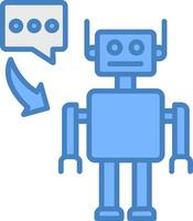 Robot Line Filled Blue Icon vector
