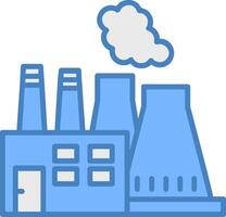 Power Plant Line Filled Blue Icon vector