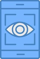 Eye Recognition Line Filled Blue Icon vector