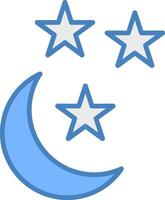 Half Moon Line Filled Blue Icon vector