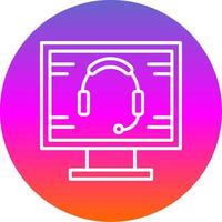 Headphones Line Gradient Circle Icon vector