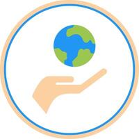 Planet Earth Flat Circle Icon vector