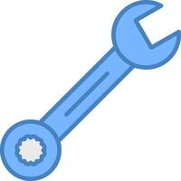 Spanner Line Filled Blue Icon vector