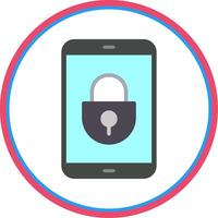 Mobile Security Flat Circle Icon vector