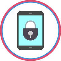 Mobile Security Flat Circle Icon vector