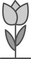 Tulip Line Filled Greyscale Icon Design vector