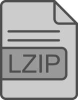 lzip archivo formato línea lleno escala de grises icono diseño vector