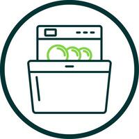 Dish Washing Line Circle Icon Design vector