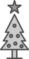 Christmas Tree Line Filled Greyscale Icon Design vector