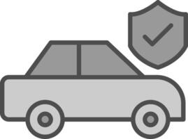 coche seguro línea lleno escala de grises icono diseño vector