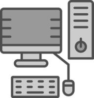 Desktop Computer Line Filled Greyscale Icon Design vector