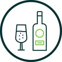 vino botella línea circulo icono diseño vector