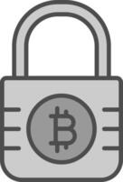 Bitcoin Encryption Line Filled Greyscale Icon Design vector