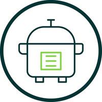 Slow Cooker Line Circle Icon Design vector