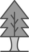 árbol línea lleno escala de grises icono diseño vector