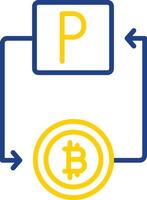 bitcoin paypal línea dos color icono diseño vector