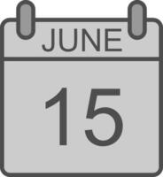 June Line Filled Greyscale Icon Design vector