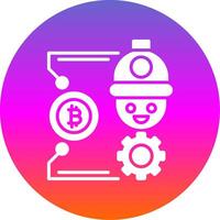 Bitcoin Craft Glyph Gradient Circle Icon Design vector