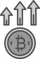 bitcoin arriba línea lleno escala de grises icono diseño vector